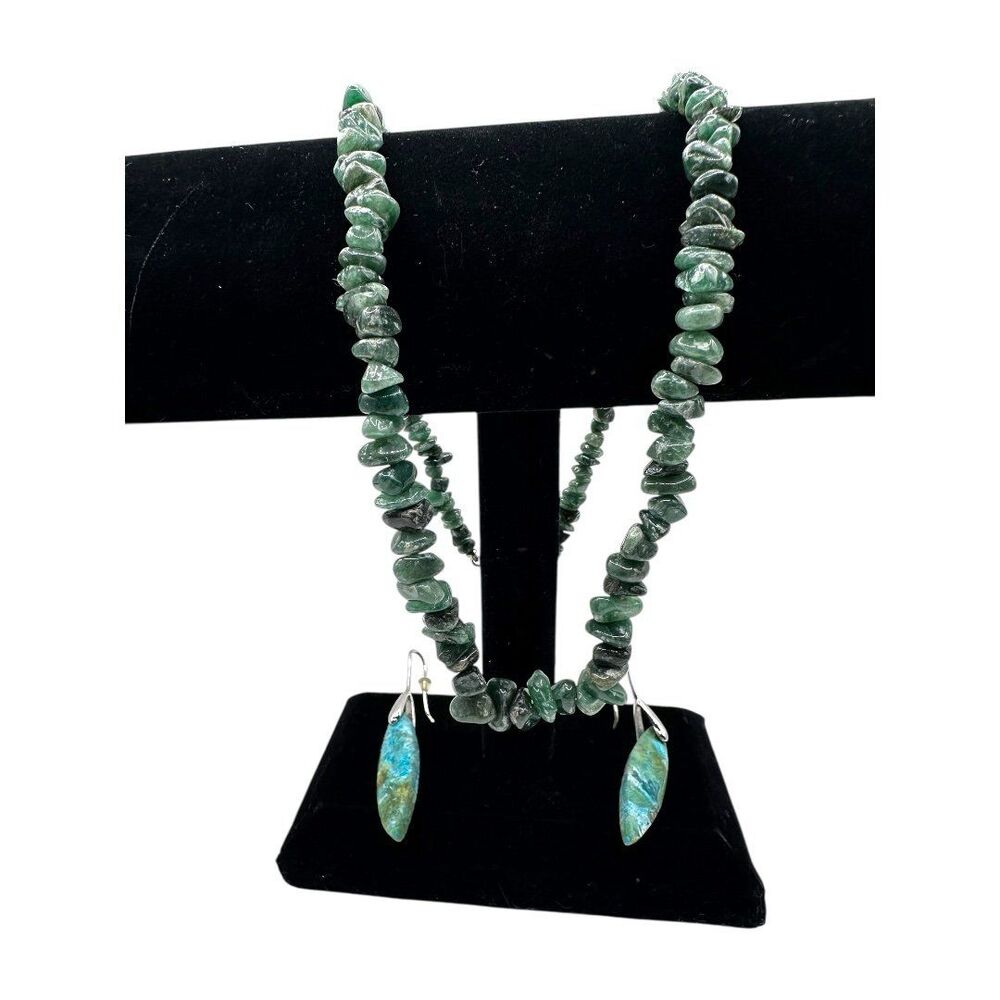 Handcrafted Natural Stone Necklace and Earrings